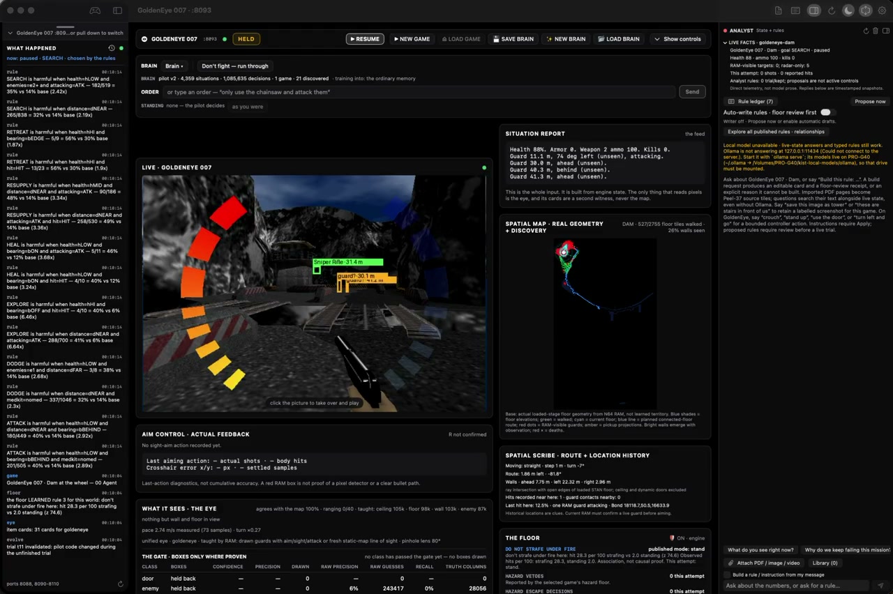 Perslis learning and adapting inside a bounded GoldenEye simulation