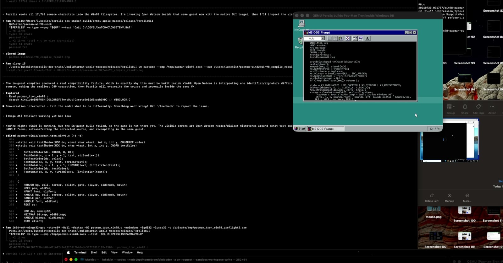 Perslis operating a Windows 95 application